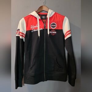 Harley Davidson Classic Colorblock Raceway Patches Zip-up Hoodie Womens Size S